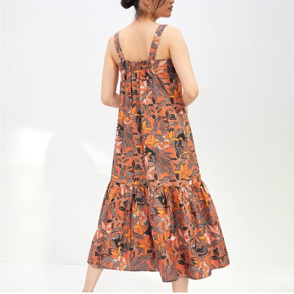 ✨ Anthropologie Flounced Midi Dress Sz S - Picture 2 of 8